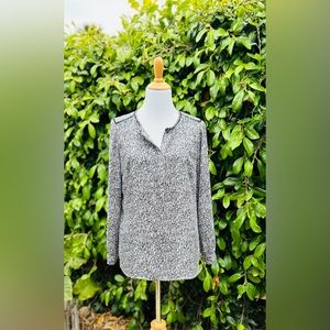 Women's TALBOTS size Large Petite blouse black white lightweight